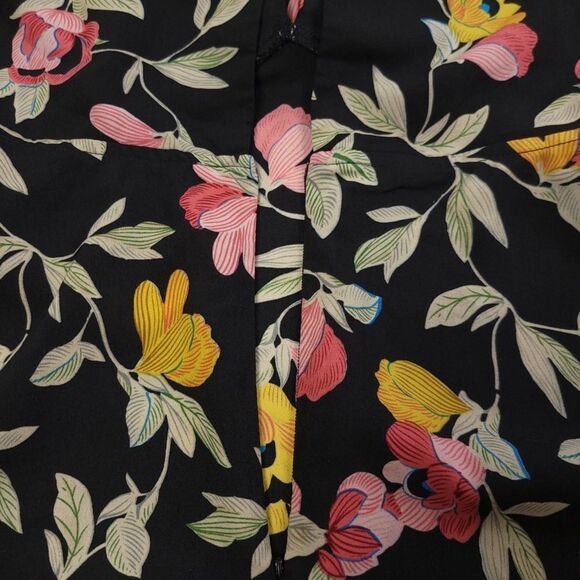 AAKAA Plunge Front Cutout Fit and Flare Mini Dress in Black Floral Womens Small - Picture 9 of 10